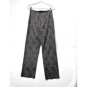 Babette Pants Women Small Grey Floral Jacquard Satin Dark Romantic Lagenlook